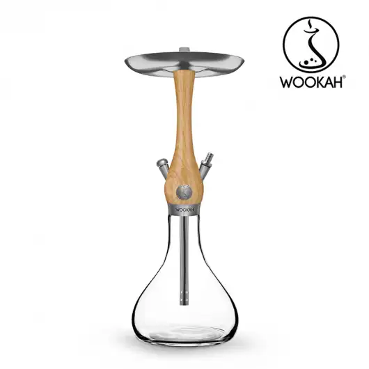 Cachimba Wookah Mini Oak 2.0 de 41 cm en madera de roble con base de cristal soplada a mano
