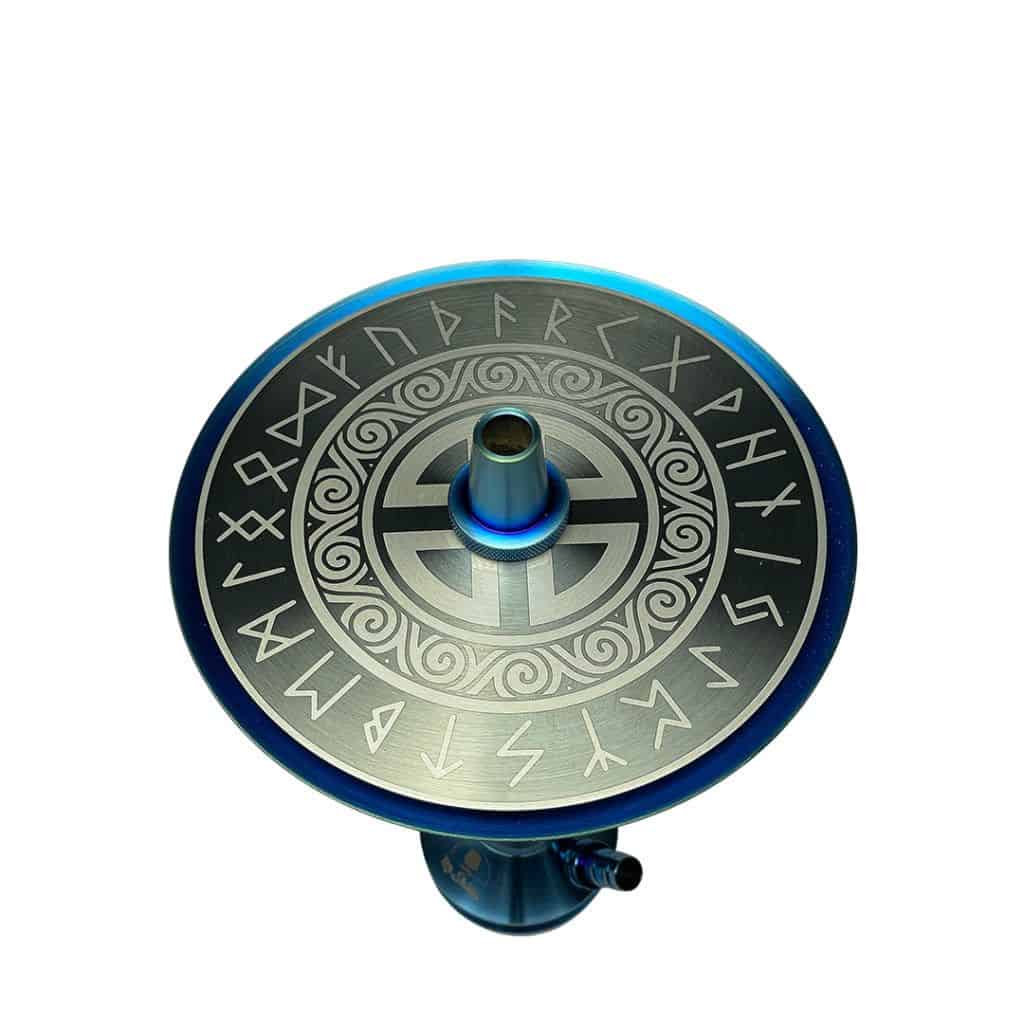 plato Valhalla en acero V2A con doble plato grabado y 3 purgas blue