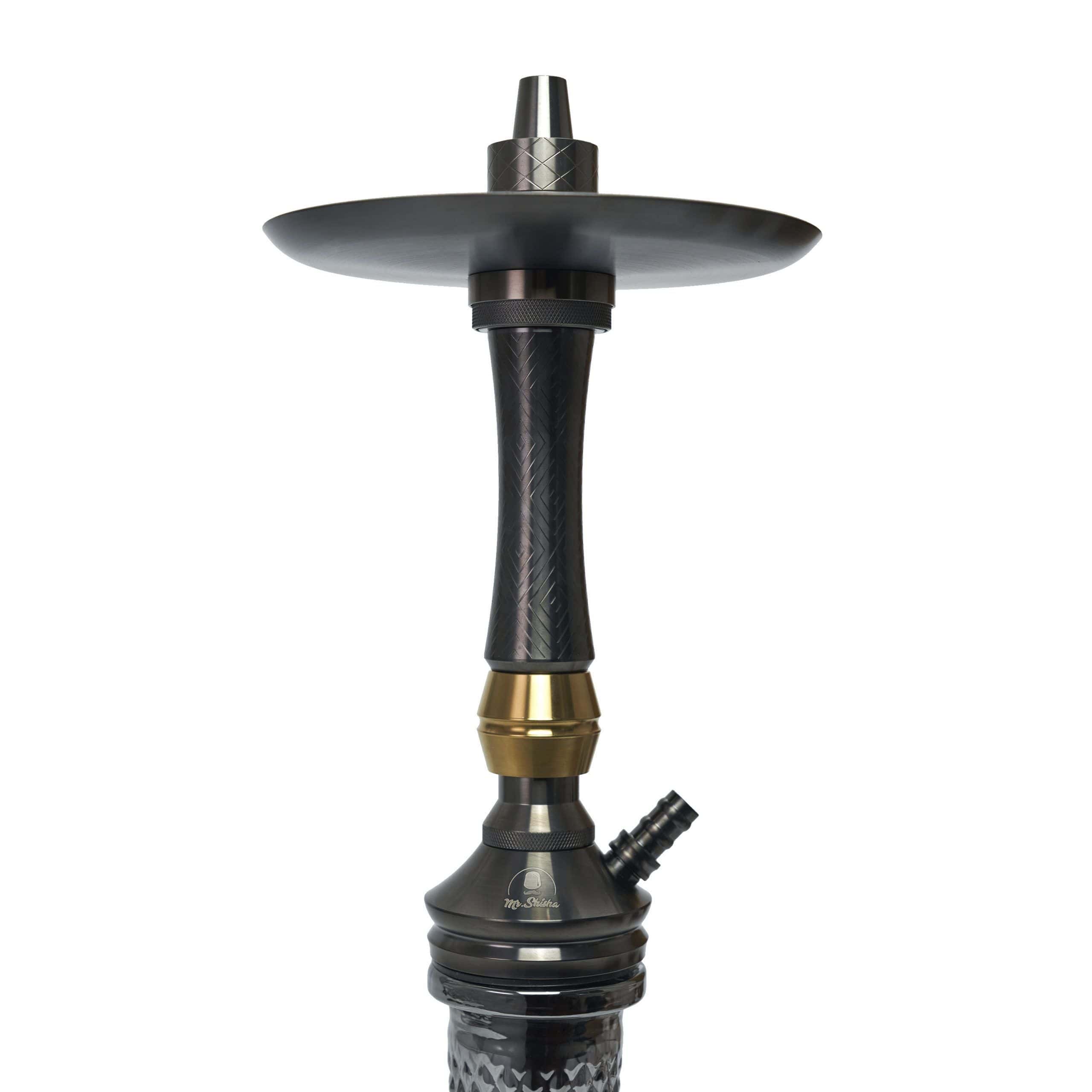 Mr Shisha Valhalla Limited Edition Andalushisha en acero V2A con grabados vikingos negro y dorado MÁSTIL