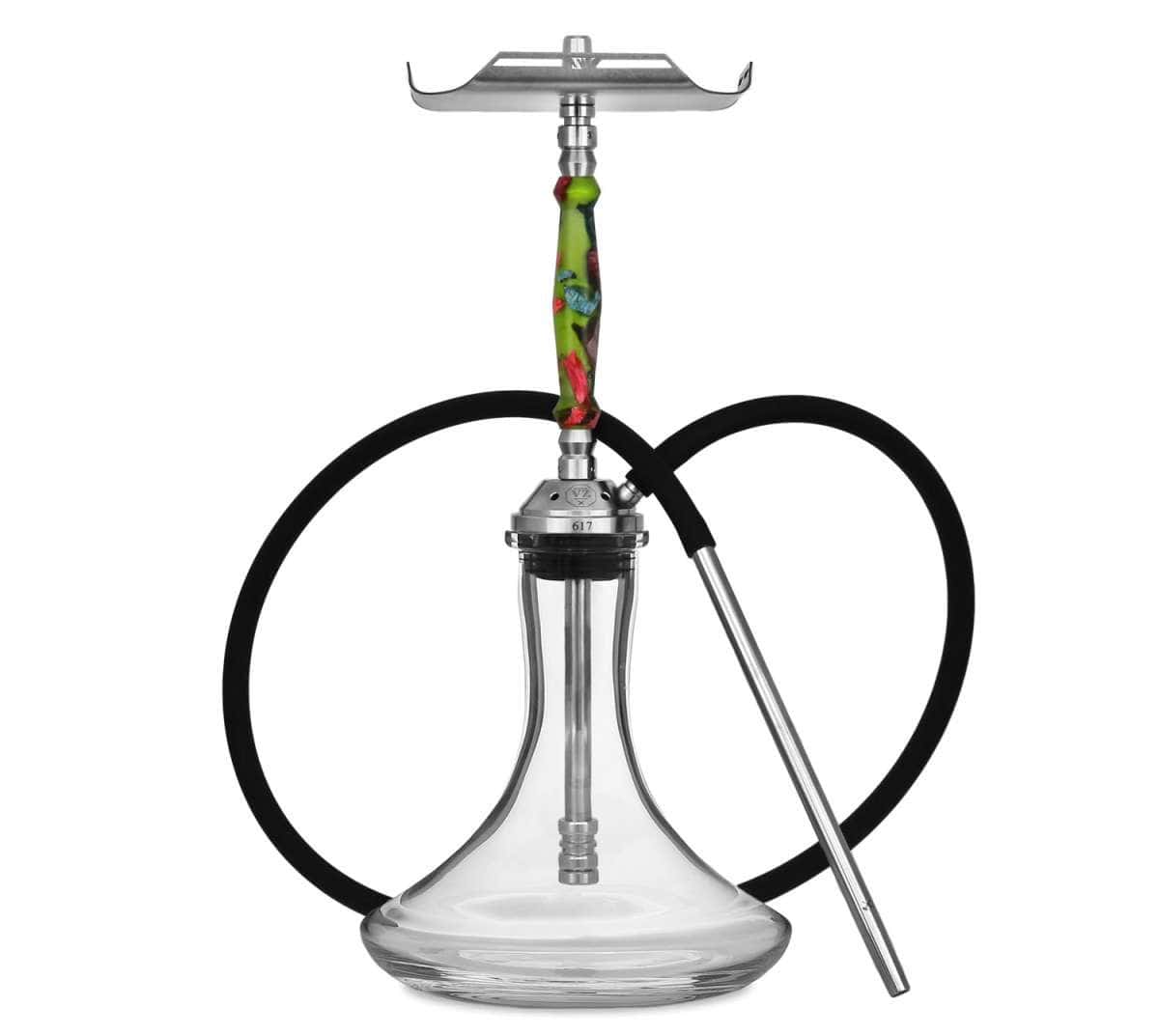 Cachimba VZ Hookah Minimal Insert Green Riff en acero V2 con mástil en resina premium y purga con efecto X