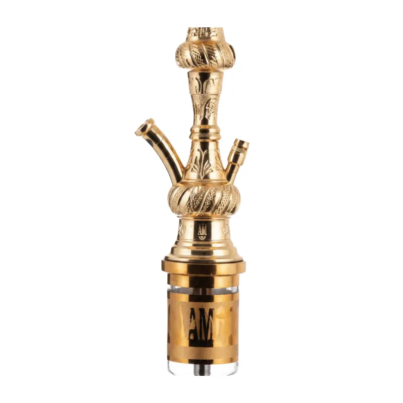 Cachimba Khalil Mamoon Messi Gold egipcia hecha a mano en bronce, cobre y acero inoxidable con acabado dorado