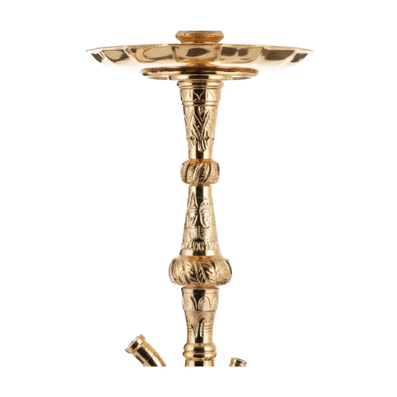 Cachimba Khalil Mamoon Messi Gold egipcia hecha a mano en bronce, cobre y acero inoxidable con acabado dorado