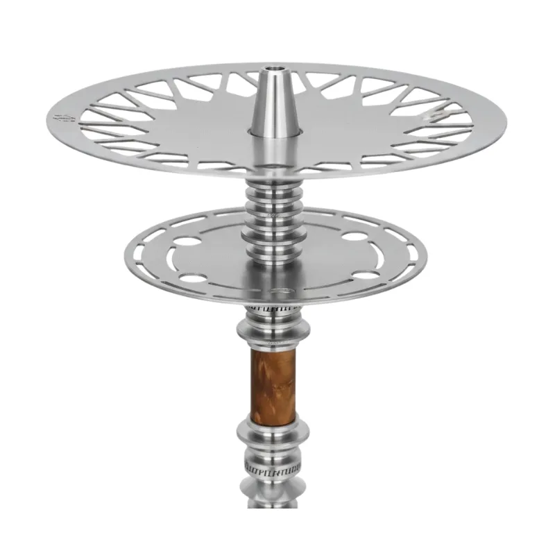Cachimba VZ Hookah Performance Wood en acero premium con detalles en madera y pack completo platos