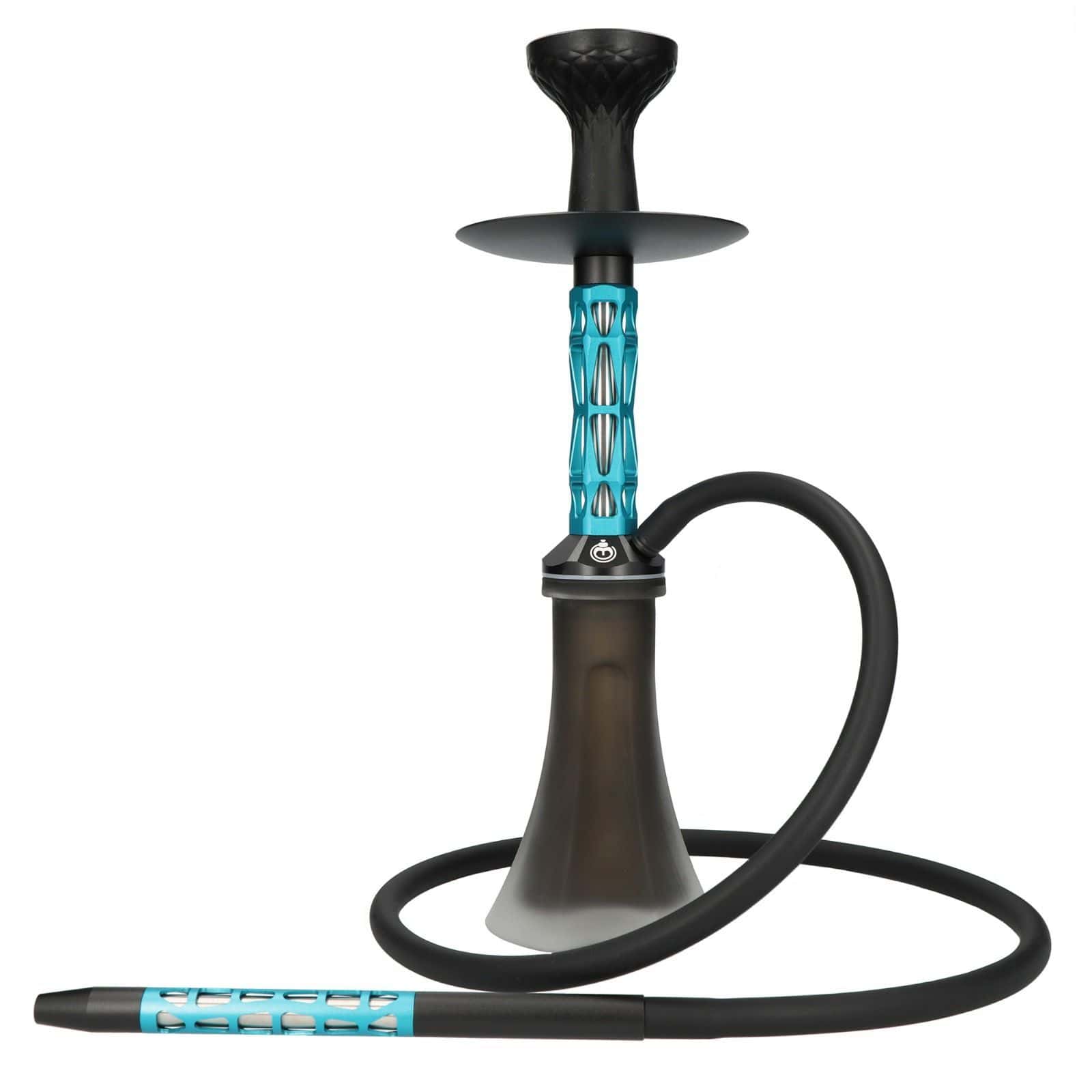 Cachimba El Badia Fantom de 40 cm en acero inoxidable con base pata elefante y purga estilo Panda tiffany