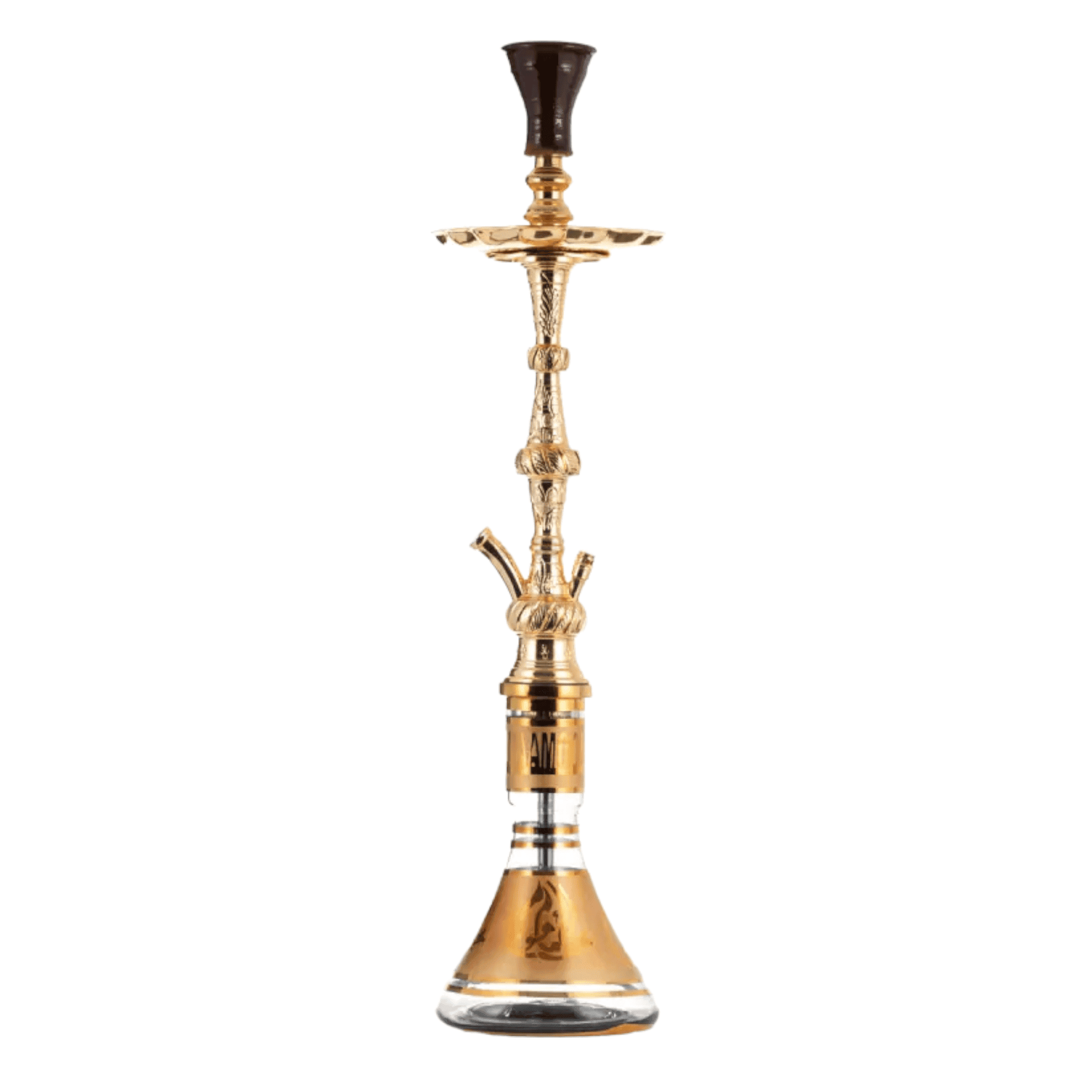 Cachimba Khalil Mamoon Messi Gold egipcia hecha a mano en bronce, cobre y acero inoxidable con acabado dorado