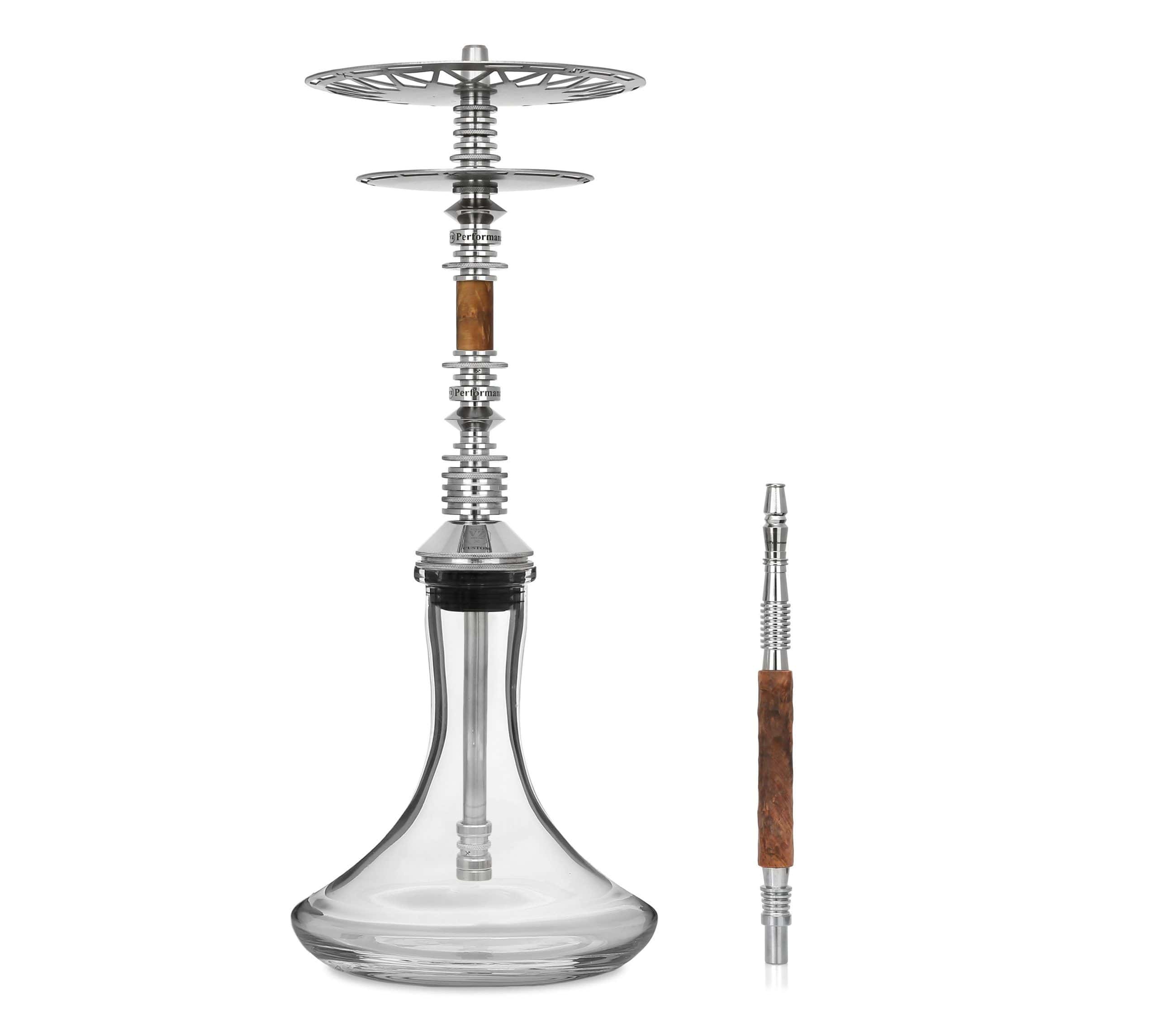 Cachimba VZ Hookah Performance Wood en acero premium con detalles en madera y pack completo