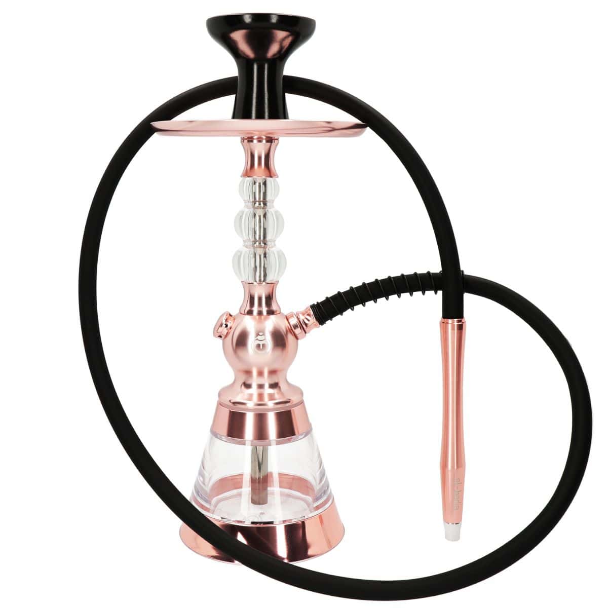 Cachimba El Badia Celeste Rose Gold Edition en acero inoxidable y aluminio con acabado rose gold con cazoleta