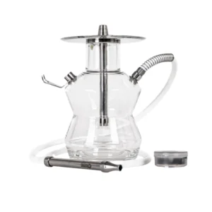 Pack cachimba Oduman N3 Clear de la marca turca Oduman en cristal soplado con partes en acero inoxidable, hornillo eléctrico, cazoleta TGS Nilo, gestor Coldprov, rollo de papel aluminio y carbón en The Good Shisha