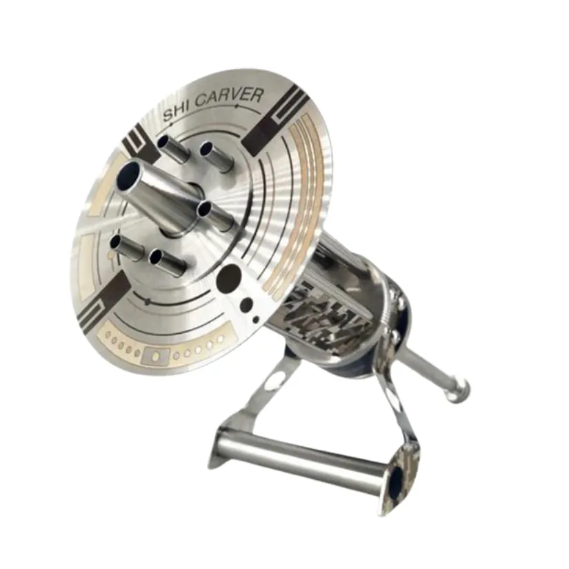 Cachimba Shi Carver MicroGun rusa réplica de arma en acero inoxidable V2A con cámara giratoria 360 grados y conector magnético