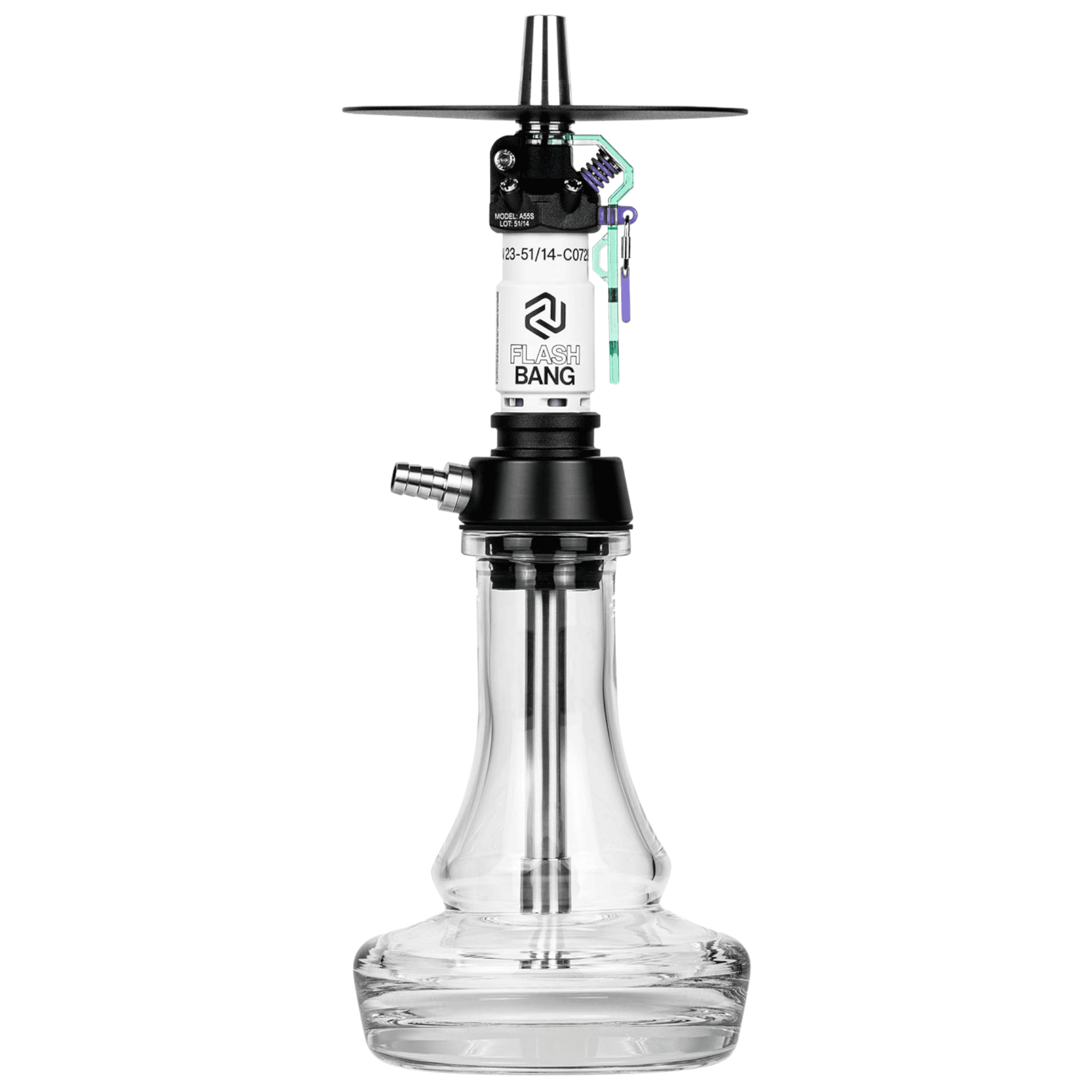 Cachimba Amotion Flash Bang Teal alemana de 40 cm con mástil de más de 30 piezas y plato grabado a láser