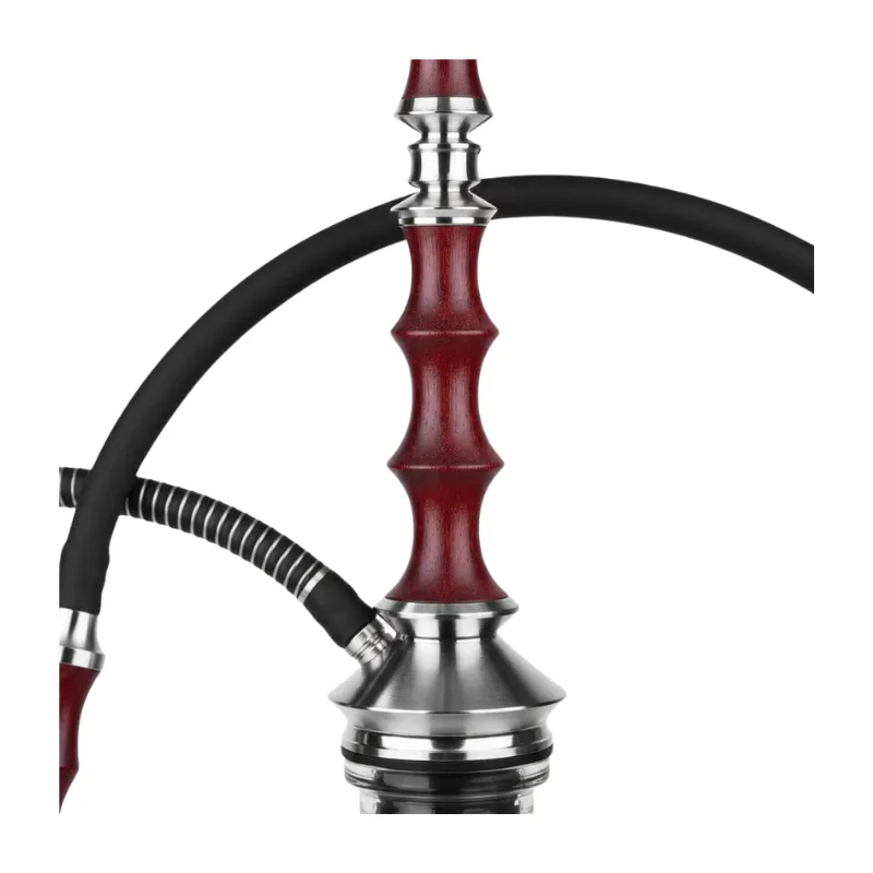 Cachimba Japona Hookah Sensei rusa de 62 cm fabricada completamente en acero inoxidable V2A con difusor regulable en 4 posiciones, diseño basado en la arquitectura japonesa imitando los famosos edificios de Japón, boquilla en acero y madera tratada y manguera silicona con muelle antiobstrucción en The Good Shisha