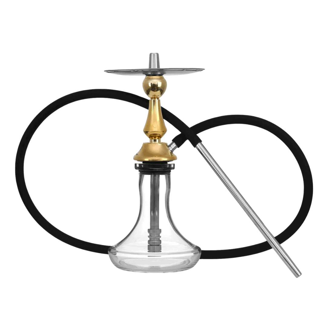 Cachimba VZ Hookah V4 Brass de 34 cm en latón con mástil modular y recogedor de melaza