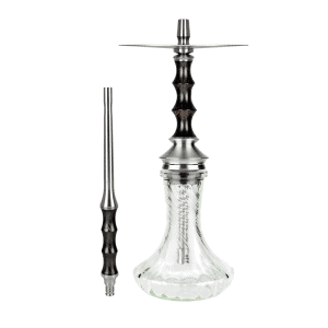 Cachimba Japona Hookah Satori rusa premium fabricada completamente en acero inoxidable V2A con difusor regulable en 4 posiciones, diseño inspirado en la arquitectura japonesa con estética minimalista, boquilla de acero y madera tratada y manguera de silicona con muelle protector en The Good Shisha