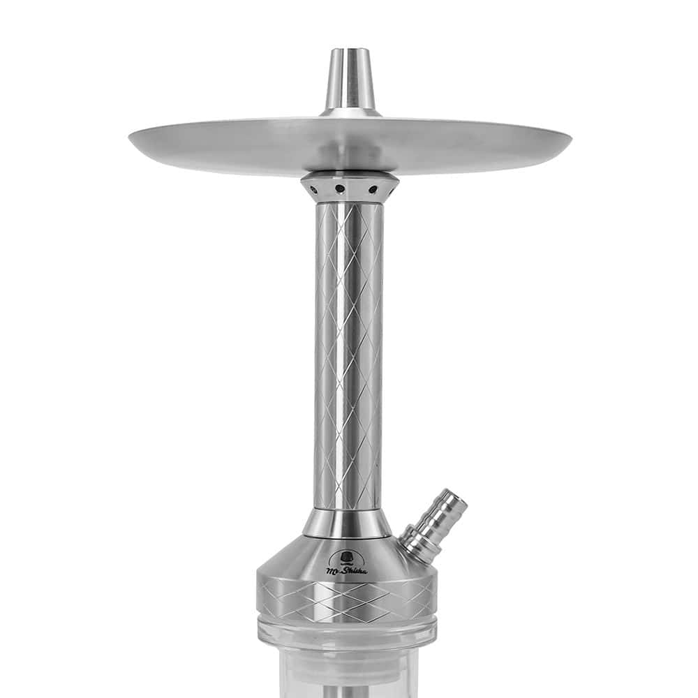 Cachimba Mr Shisha Mini Khalifa de 36 cm en acero V2A con recogemelazas integrado plata