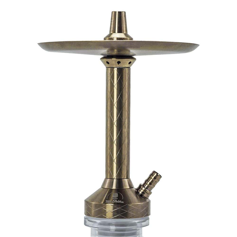 Cachimba Mr Shisha Mini Khalifa de 36 cm en acero V2A con recogemelazas integrado dorado
