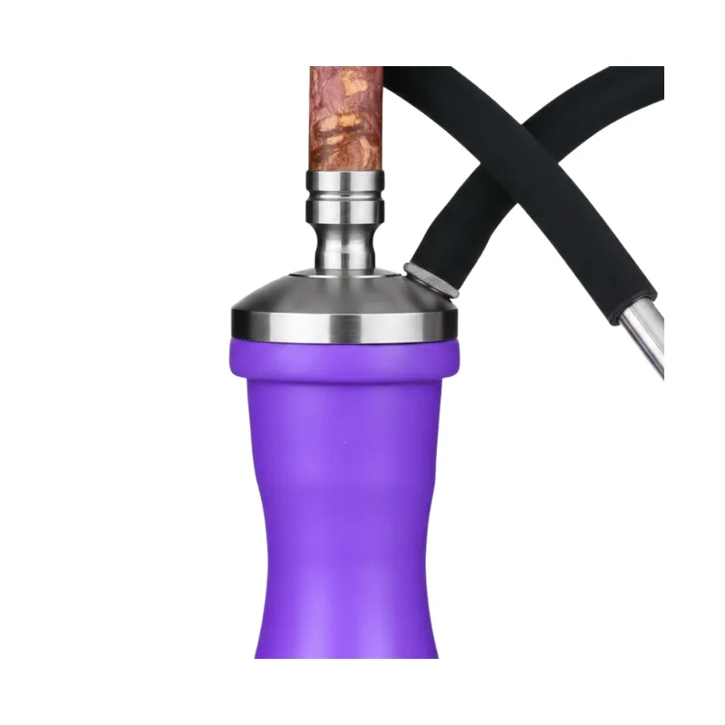 Cachimba Honey Sigh Mini Urban SW Purple rusa minimalista en acero inoxidable premium con purga vertical elegante, base SW Purple incluida, manguera de silicona y boquilla de acero inoxidable original de la marca en The Good Shisha