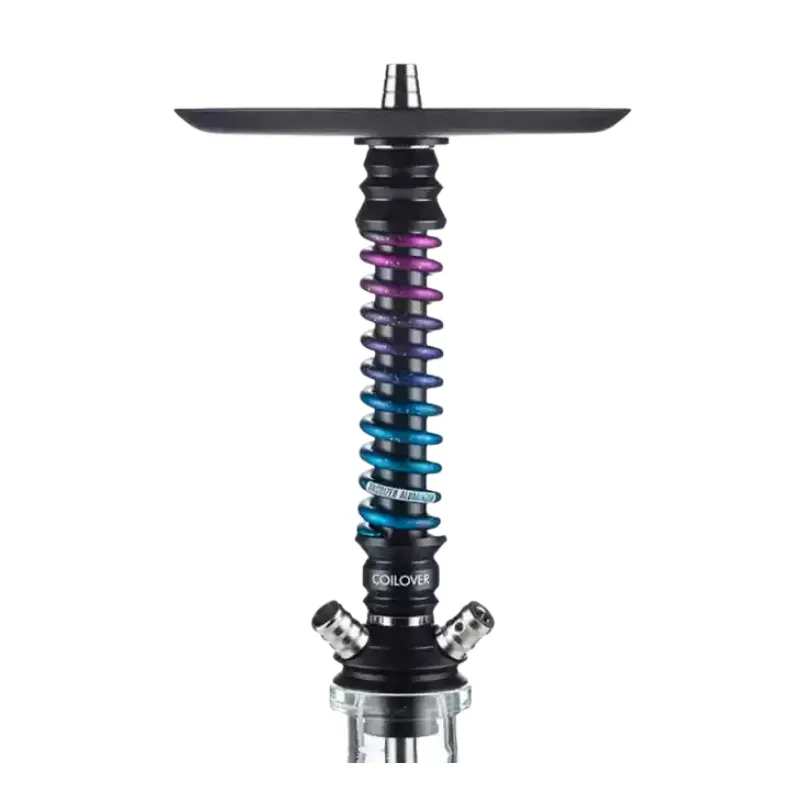 Mamay Customs Coilover Mini Black Space cachimba rusa con mástil amortiguador en acero inoxidable y boquilla a juego en negro