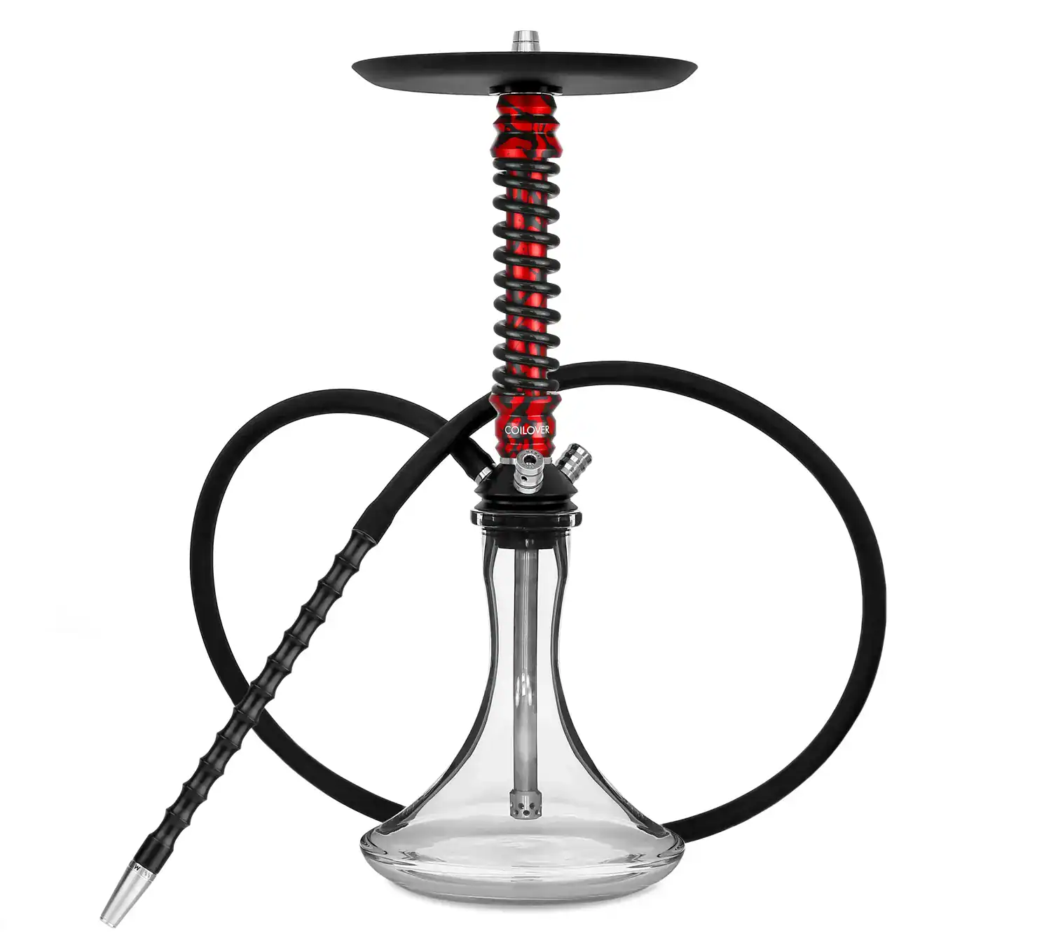 Cachimba Mamay Customs Coilover Mini Anod Splash Red rusa con mástil amortiguador en acero inoxidable y boquilla a juego en rojo
