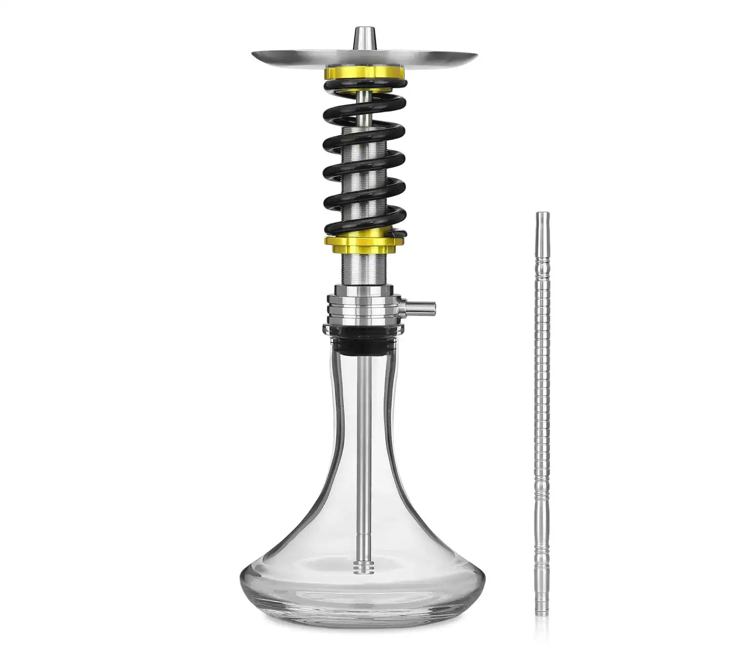 Cachimba Shi Carver Static rusa inspirada en el mundo del motor con mástil en forma de amortiguador, cámara de acero inoxidable y aluminio anodizado