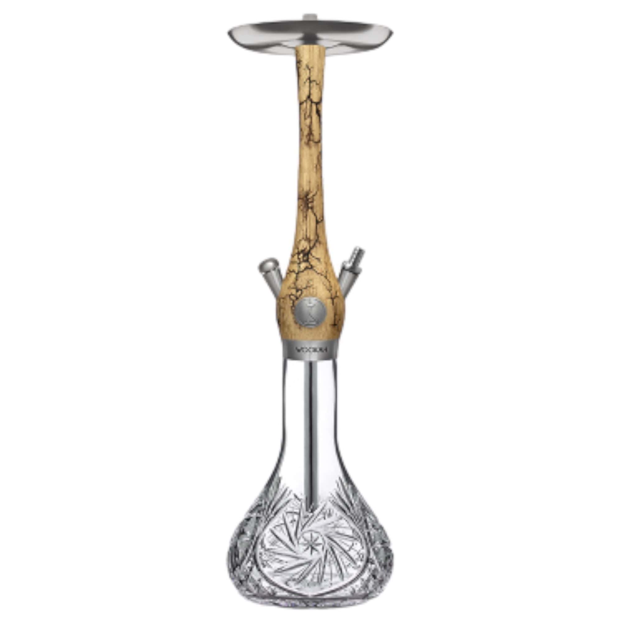 Cachimba Wookah Mastercut Mill Grom en madera maciza y acero V2A con base de cristal soplada a mano