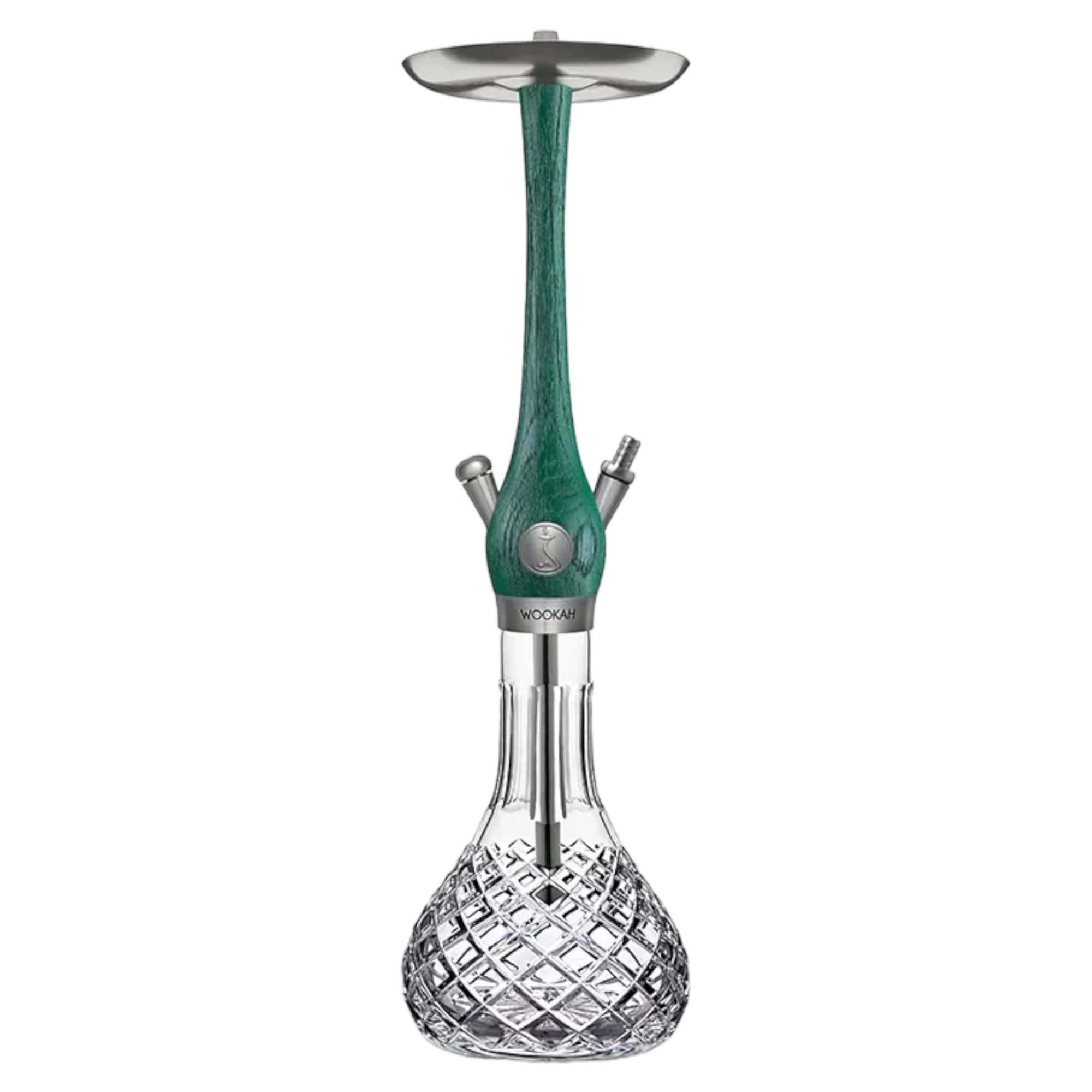 Cachimba Wookah Mastercut Check Nox Jade en madera maciza y acero V2A con base de cristal soplada a mano