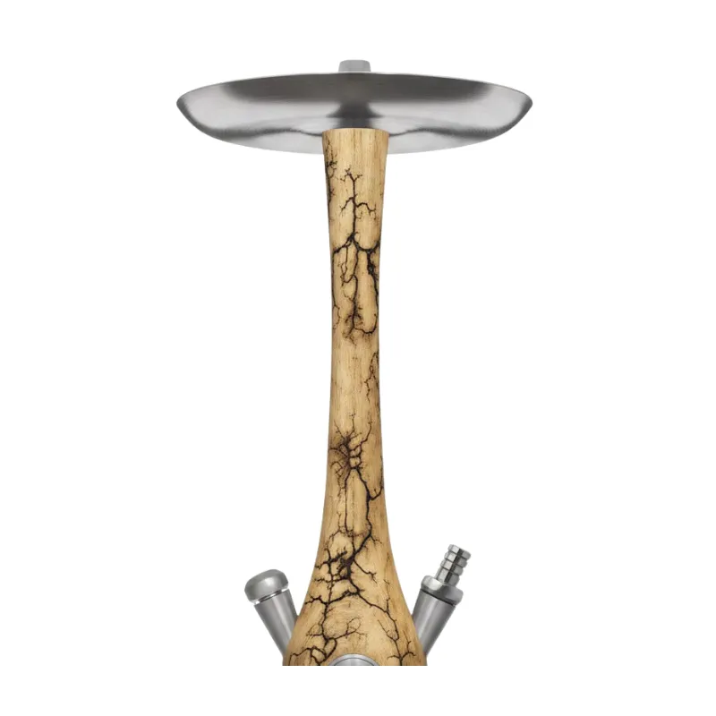 Cachimba Wookah Mastercut Mill Grom en madera maciza y acero V2A con base de cristal soplada a mano mastil