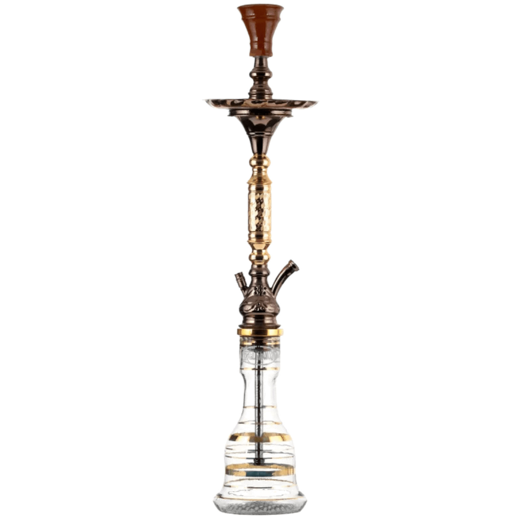 Cachimba Khalil Mamoon Moses egipcia hecha a mano en bronce, cobre y acero inoxidable con base tradicional