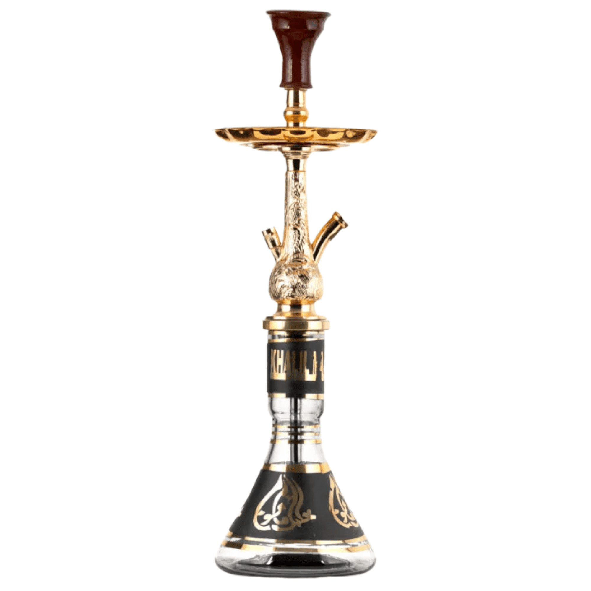 Cachimba Khalil Mamoon Zephir egipcia hecha a mano en bronce, cobre y acero inoxidable con base tradicional