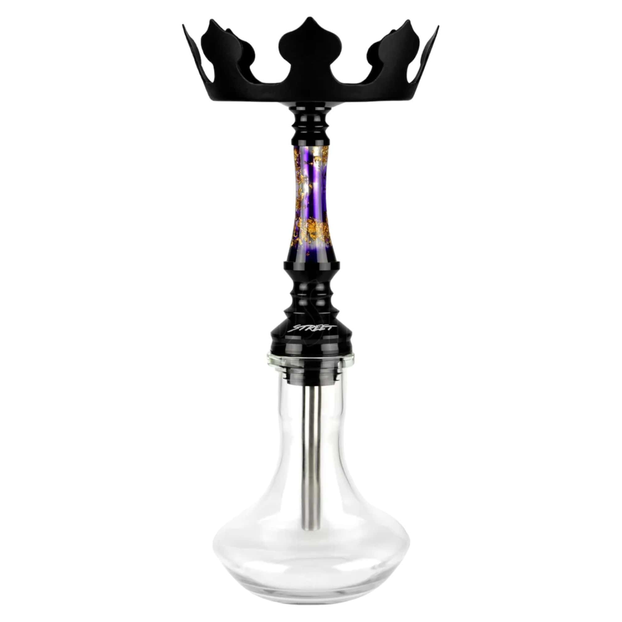 Cachimba Nayb Street Mini Purple Gold brasileña con resina epoxy artesanal en morado y dorado, acero inoxidable V2A y cazoleta Styx Bowl