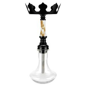 Cachimba Nayb Street Mini White Gold brasileña con resina epoxy artesanal en blanco y dorado, acero inoxidable V2A y cazoleta Styx Bowl