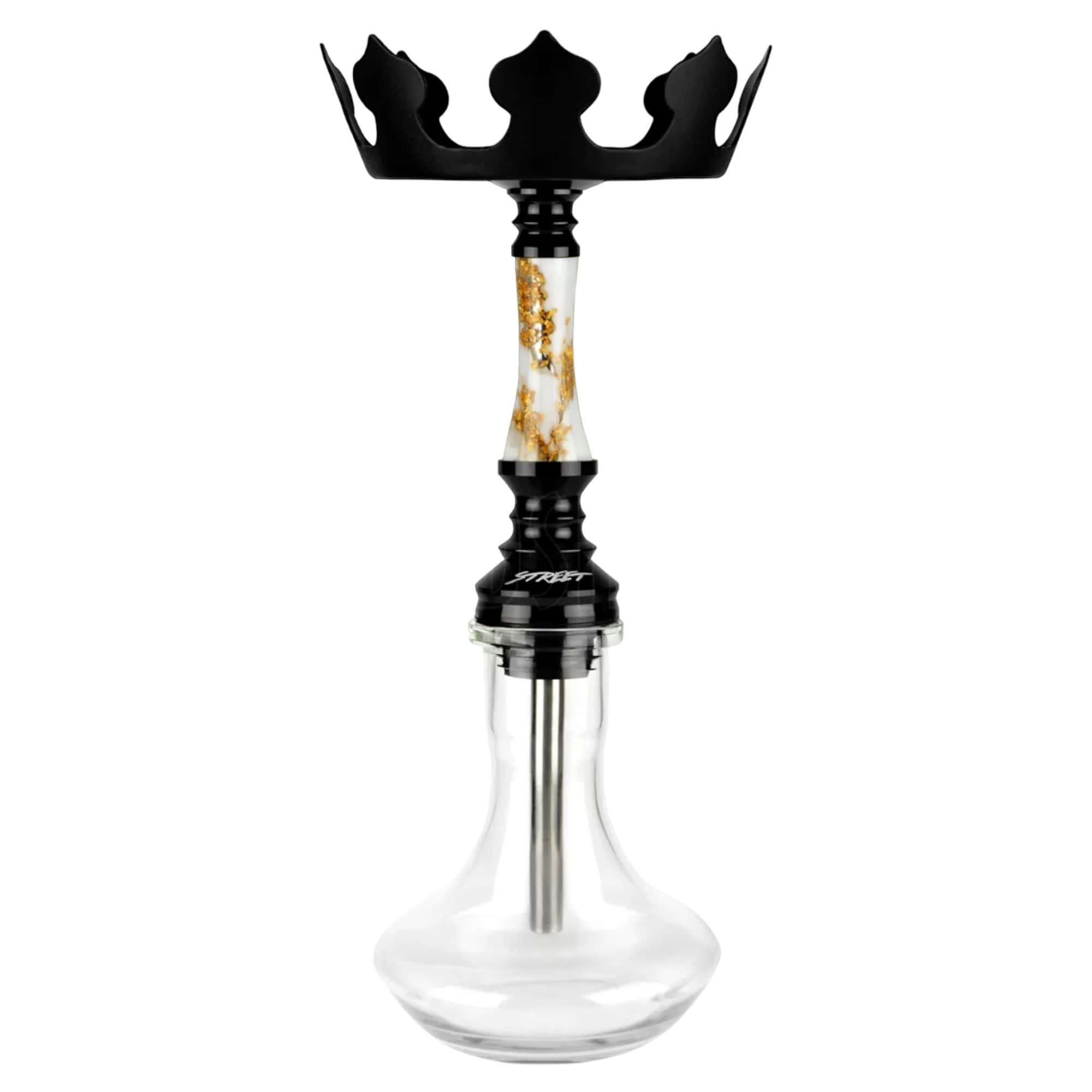 Cachimba Nayb Street Mini White Gold brasileña con resina epoxy artesanal en blanco y dorado, acero inoxidable V2A y cazoleta Styx Bowl