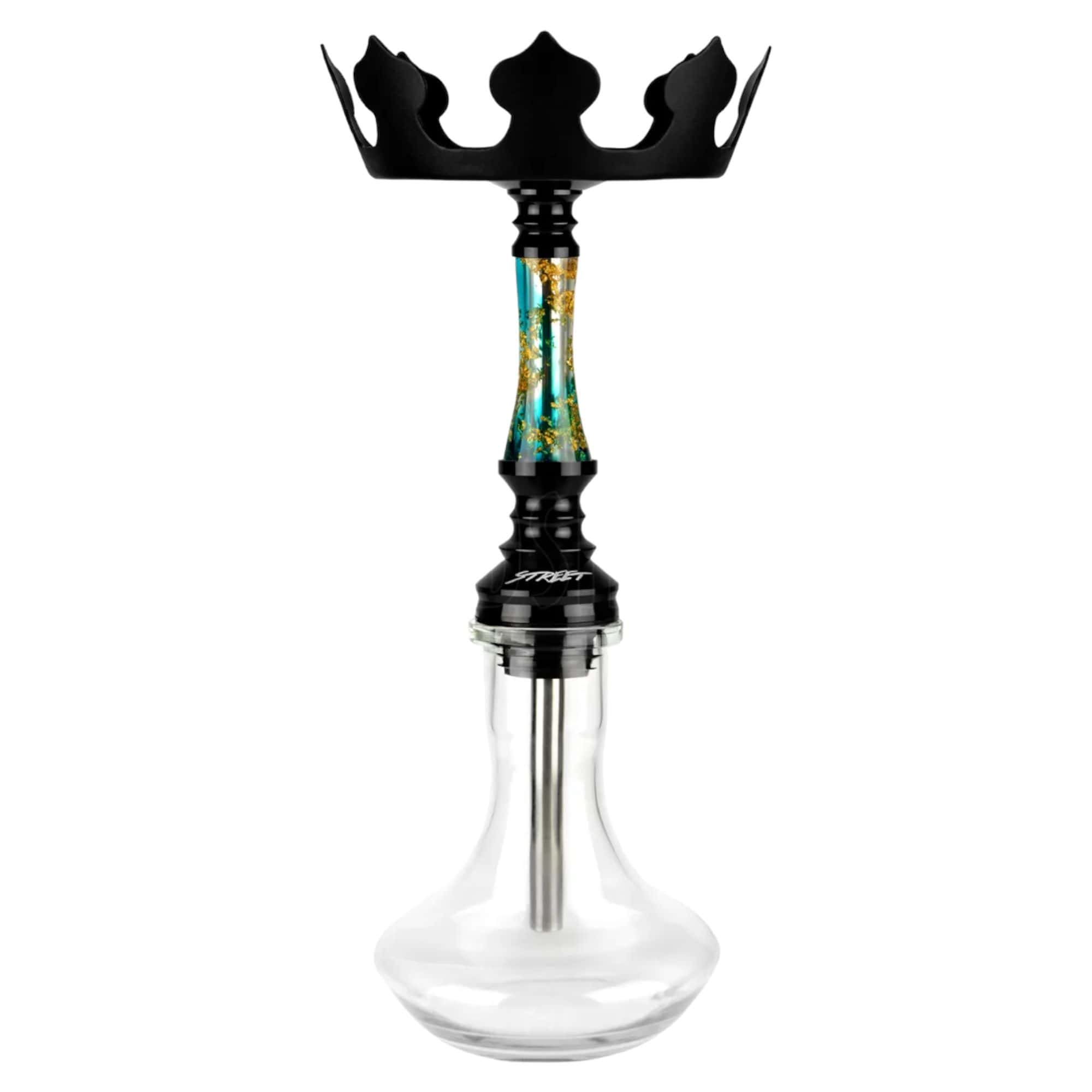 Cachimba Nayb Street Mini Turquoise Gold brasileña con resina epoxy artesanal en turquesa y dorado, acero inoxidable V2A y cazoleta Styx Bowl