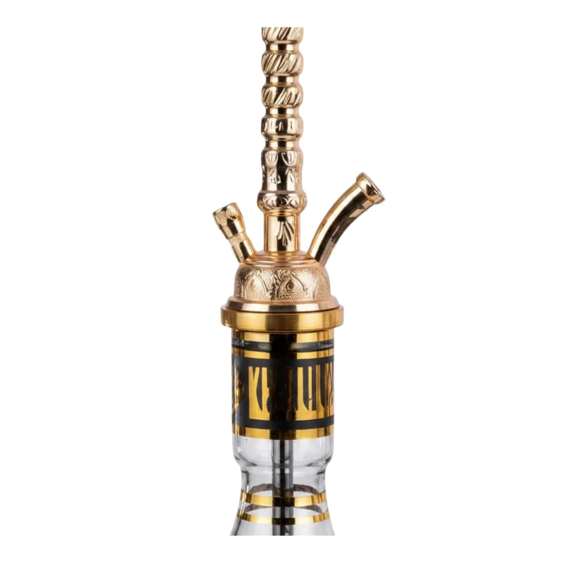 Cachimba Khalil Mamoon Balha egipcia hecha a mano en bronce, cobre y acero inoxidable con cazoleta de barro rojo