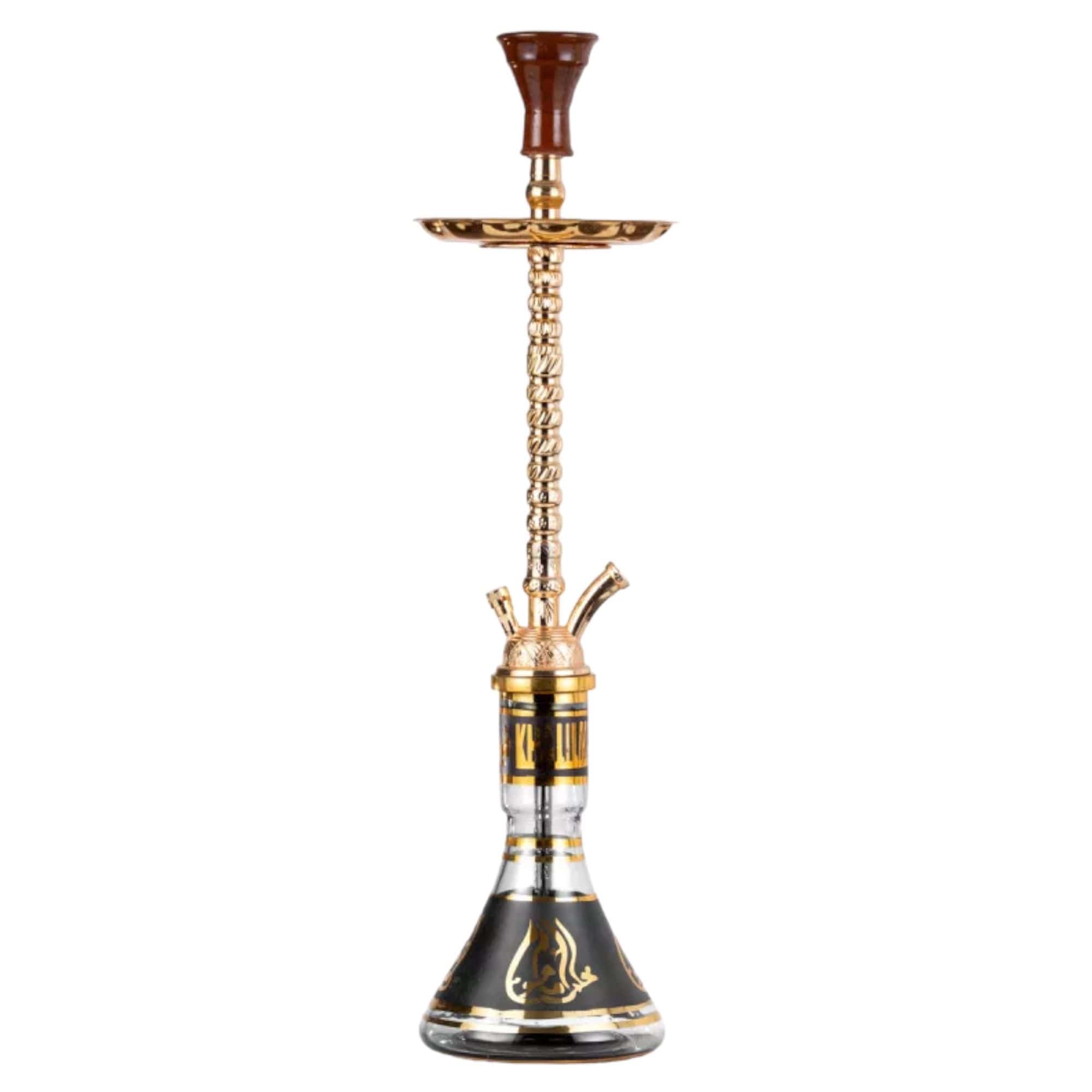 Cachimba Khalil Mamoon Balha egipcia hecha a mano en bronce, cobre y acero inoxidable con cazoleta de barro rojo