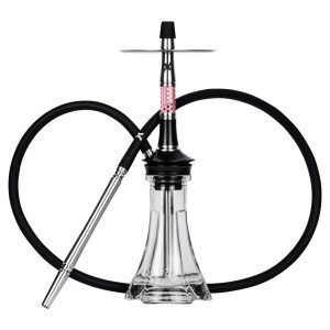 Cachimba KVZE Grid Mini alemana de 45 cm creada por los influencers @kvssel y @hookaze fabricada completamente en acero inoxidable y poliacetal, con base Pata Elefante Mini artesanalmente elaborada mediante técnica de soplado, manguera Soft, difusor, bolas de purga y conector de cazoleta en The Good Shisha