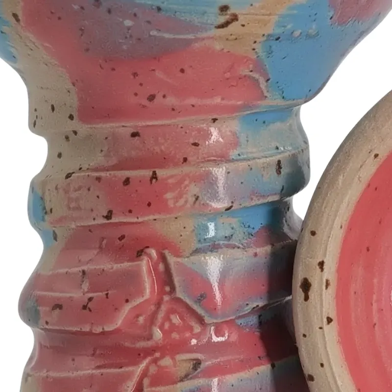 Cazoleta TGS Tartaria bowl en barro blanco medio esmaltado hecha a mano por alfareros nacionales esmalte rosa