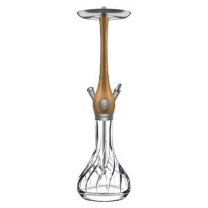 Cachimba Wookah Mastercut Venti Oak en madera maciza y acero V2A con base de cristal soplada a mano