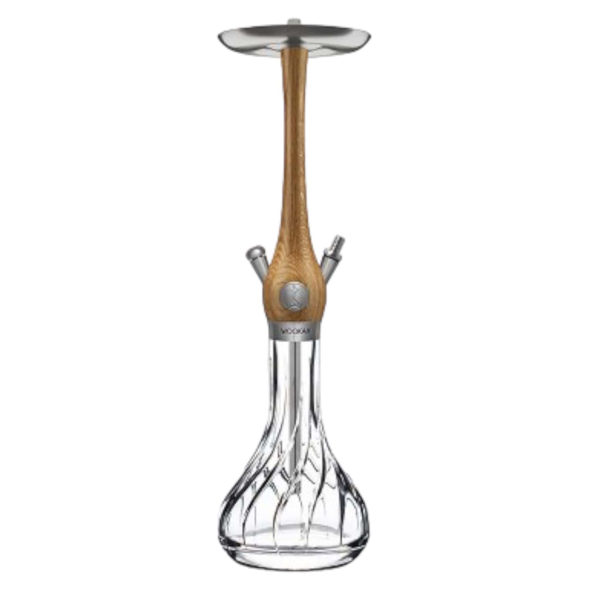 Cachimba Wookah Mastercut Venti Oak en madera maciza y acero V2A con base de cristal soplada a mano