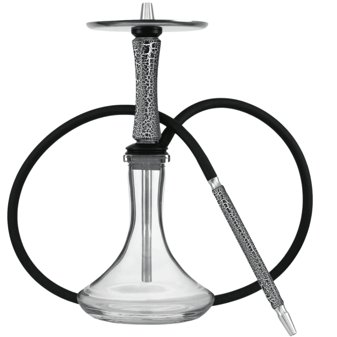 Cachimba Hawk Hookah One rusa premium exclusiva en The Good Shisha en acero inoxidable V2A, cámara de poliacetal, mástil de madera natural tratado, pionera mundial en sistema de purga por el plato, con base, manguera, boquilla V2A y boquilla de madera incluidas