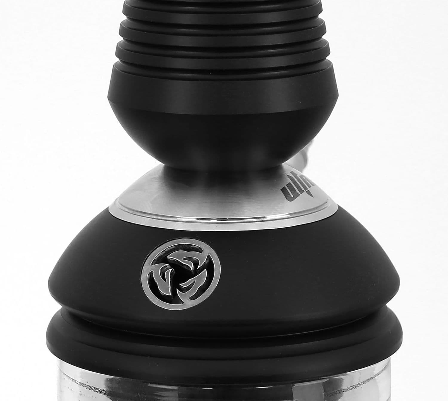 Cachimba Iron Rose Ultra rusa premium fabricada en acero inoxidable V2A y poliacetal sin necesidad de junta de goma para acoplar la cazoleta, con difusor regulable en el tubo de inmersión, base rusa, manguera de silicona y boquilla incluidas en The Good Shisha