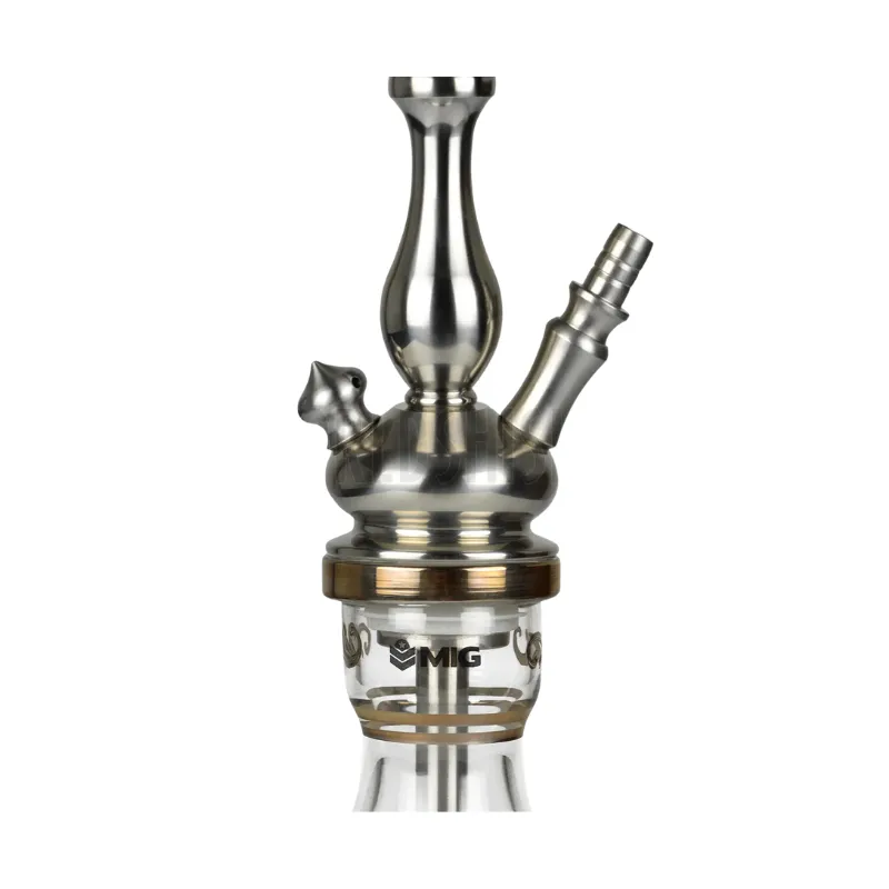 Cachimba MIG Tradi Mini V2A de acero inoxidable con base de cristal de bohemia