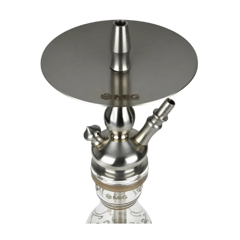 Cachimba MIG Tradi Mini V2A de acero inoxidable con base de cristal de bohemia