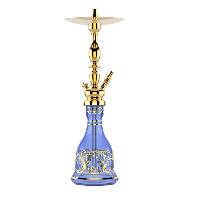 Cachimba MIG Tradi Mini Blue Gold de latón con base de cristal de bohemia
