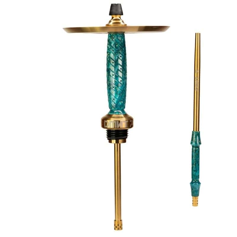 Cachimba DMNT Alkimia Pro española de 47 cm en acero inoxidable de alta calidad con sistema de purga efecto hilos de humo, difusor regulable, manguera Thunder y boquilla acero inox a juego en The Good Shisha