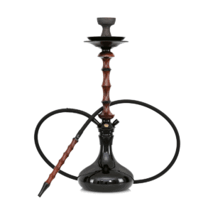 Cachimba Japona Hookah Lotus rusa premium de 62 cm inspirada en la arquitectura tradicional japonesa, fabricada en madera vengué tratada al agua, con cámara en aluminio anodizado y acero inoxidable y base de cristal templado negro brillante en The Good Shisha