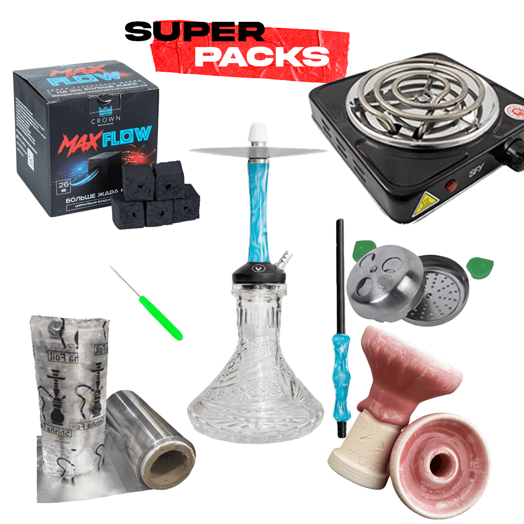 Pack cachimba Diavla Kharma Mini en acero inoxidable V2A con cámara de nylon, 36 cm, difusor regulable, base réplica MIG, manguera soft touch, hornillo, cazoleta TGS Nilo, Provost y carbón en The Good Shisha