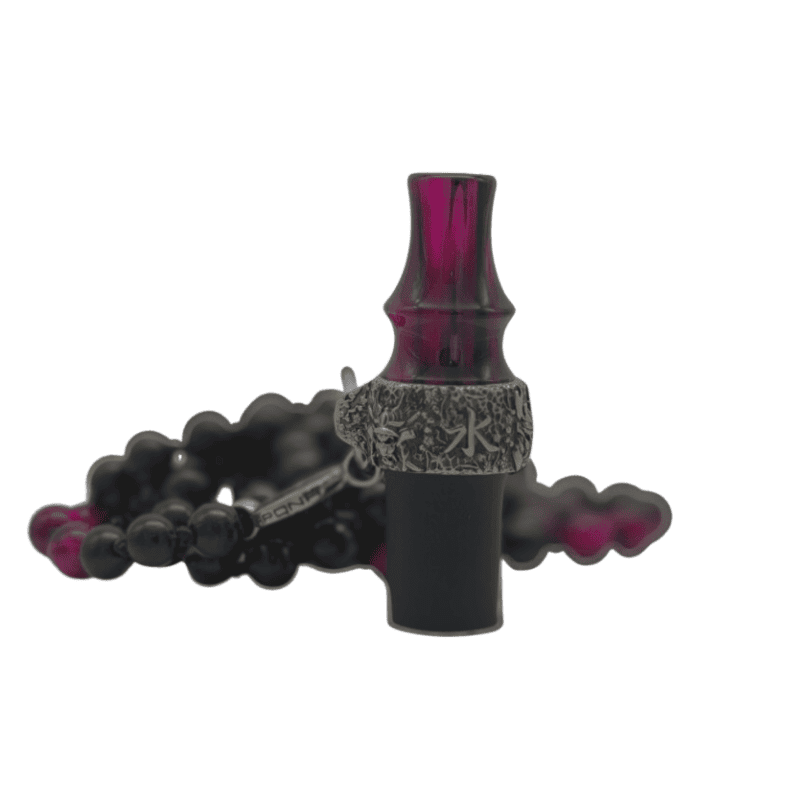 Boquilla Japona Hookah Mini hecha a mano en resina natural con anillo de latón tallado purple