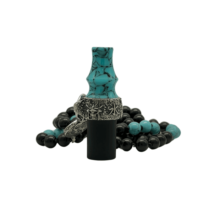 Boquilla Japona Hookah Mini hecha a mano en resina natural con anillo de latón tallado turquoise