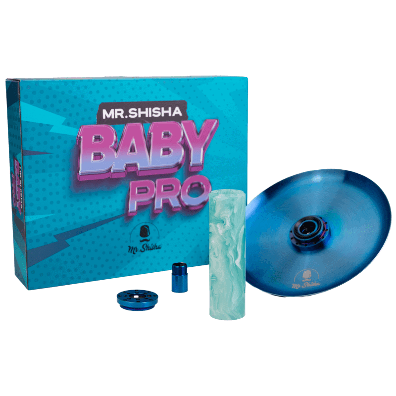 Kit Baby Pro Azul para Mr Shisha Baby con plato distintivo y acero inoxidable V2A