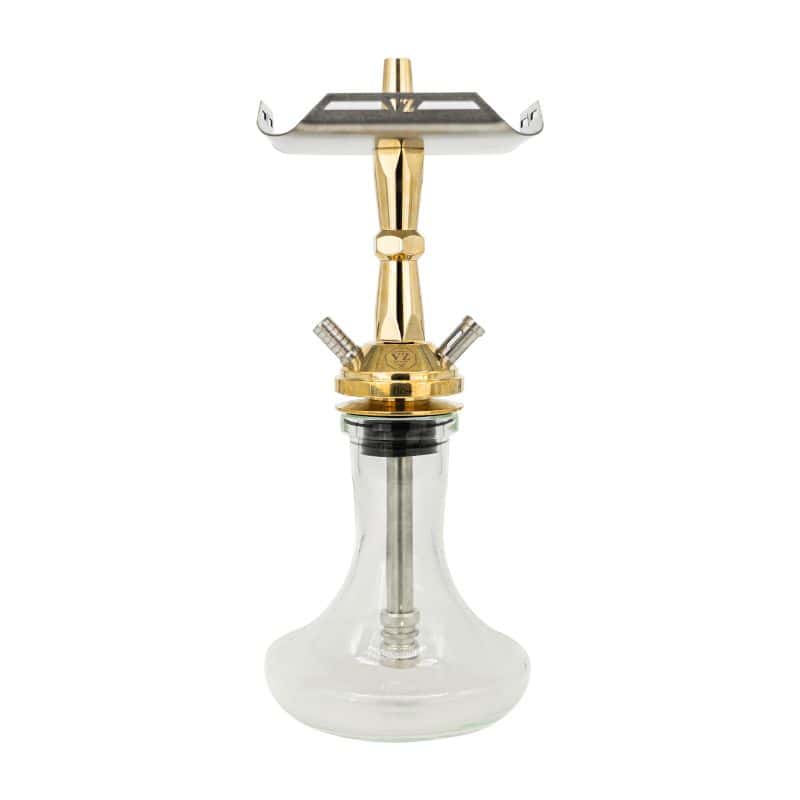 Cachimba VZ Brass Mini en acero inoxidable y latón con base rusa mini clear y boquilla original VZ